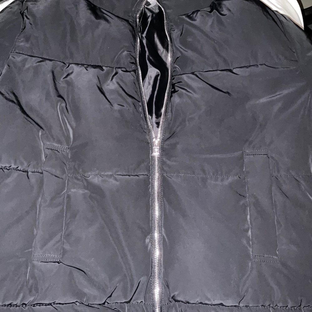 H&M Black Divided Puffer Jacket with Silver Tone Zipper Size 12 - Picture 6 of 6